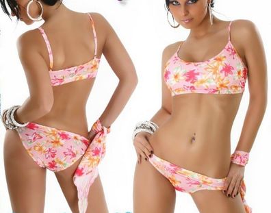 SeXy Miss Damen Girly Push up crop Top Bikini Pants Pareo Rock 36 38 40