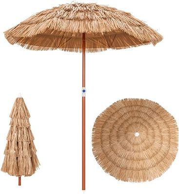 Sonnenschirm Hawaii, Strandschirm Stroh neigbar, Gartenschirm UV-Schutz, Marktschirm
