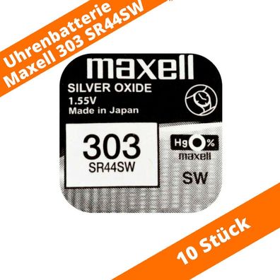 10 x Maxell 303 Uhren Batterie SR44SW GS14 280-08 SR1154 357 AG13 LR44 - 1,55V