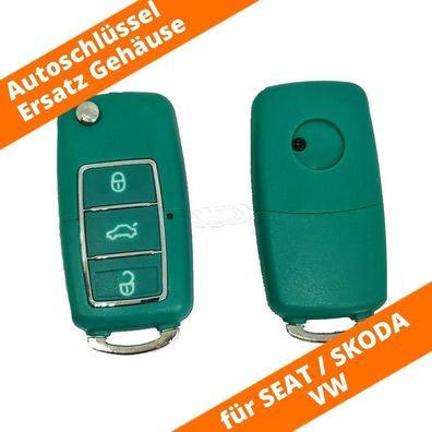 3 Tasten Klappschlüssel Autoschlüssel für VW Seat Skoda Audi Golf R Smaragdgrün