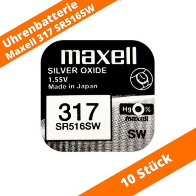 10 x Maxell 317 SR516SW SR62 616 GP317 280-58 SB-AR RW326 Uhren Batterie 1,55 V