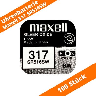 100 x Maxell 317 SR516SW SR62 616 GP317 280-58 SB-AR RW326 Uhren Batterie 1,55 V