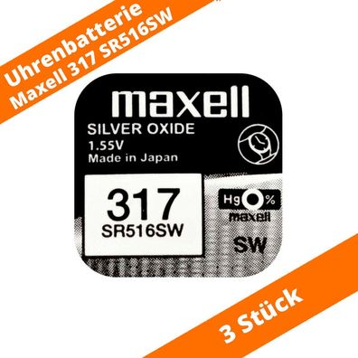 3 x Maxell 317 SR516SW SR62 616 GP317 280-58 SB-AR RW326 Uhren Batterie 1,55 V