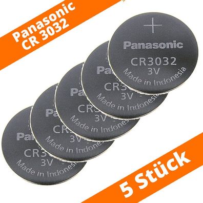 5 x Panasonic CR3032 30mm x 3,2mm Lithium Knopfzelle Batterie 3V lose CR 3032
