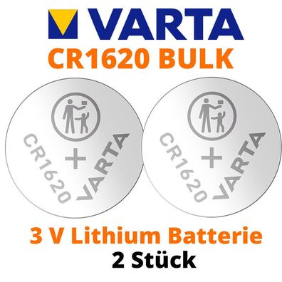 2 x CR1620 Varta Lithium Knopfzelle lose Industrie DL1620 70mAh 3V Batterie