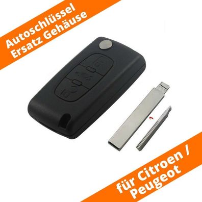 Klapp Schlüssel 3 Tasten Gehäuse HU83 für Peugeot Expert RCZ 207 307 407 3008