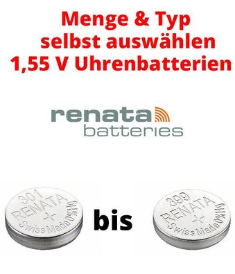 Renata Uhrenbatterien 301 - 399 1,55V - SR Knopfzellen Sortiment Silberoxid