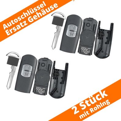 2 x Smartkey Funk Schlüssel Gehäuse für Mazda 2 3 6 CX3 CX6 MX5 Autoschlüssel