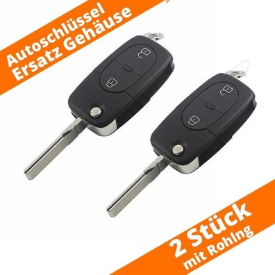 2 x Klapp Schlüssel Gehäuse rund 2 Tasten Audi VW SEAT SKODA bis 2010 Golf A3 A4