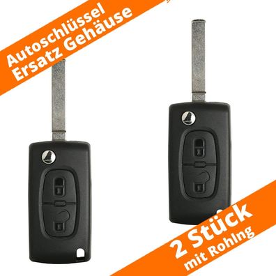 2 x für Peugeot Citroen 2 Tasten Klappschlüssel Gehäuse Rohling VA2 Schlüssel