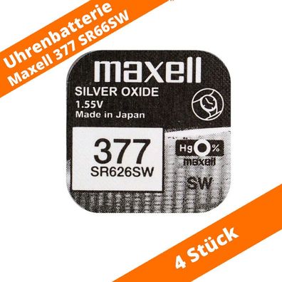 4 x Maxell 377 SR66 SR626 AG4 SR626SW RW329 606 280-39 Uhren Batterie 1,55 V