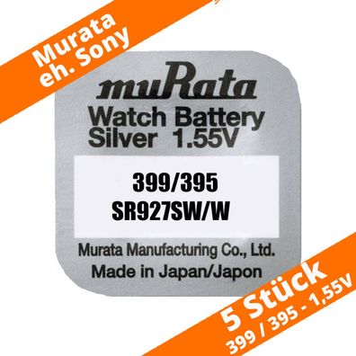 5 x Murata 395 399 ex Sony Knopfzelle Uhren Batterie SR927 SW/ W AG7 SR57
