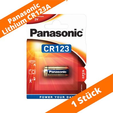 1 x Panasonic CR123A CR17345 Photo Lithium Batterie 3V ø17x34,5mm Blister