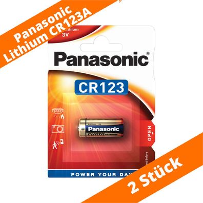 2 x Panasonic CR123A CR17345 Photo Lithium Batterie 3V ø17x34,5mm Blister