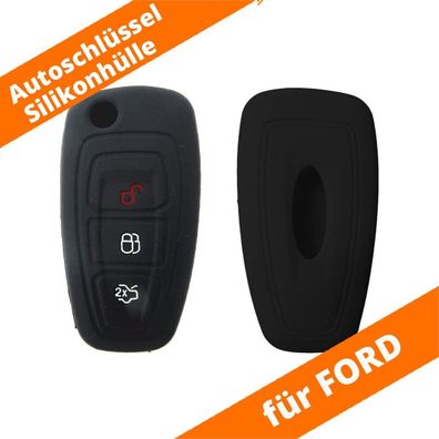 Auto Schlüssel Silikon Hülle Schwarz für Ford Mondeo Focus Fiesta S-Max Transit