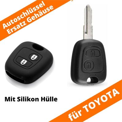 2 Tasten Ersatz Schlüssel Fernbedienung Gehäuse Toyota Aygo III + Silikon Hülle