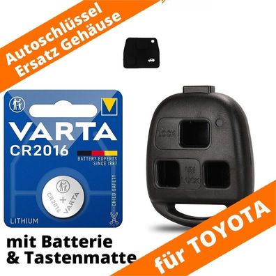 Auto Schlüssel Gehäuse 3 Tasten TOYOTA Avensis Corolla RAV4 Yaris Matte Batterie