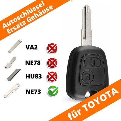 2 Tasten Ersatz Schlüssel Fernbedienung Gehäuse Toyota Aygo III mit NE73 Rohling