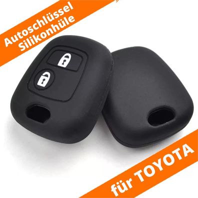 Auto Schlüssel Silikon Hülle Schwarz für Toyota Aygo III Passgenau - 2 Tasten