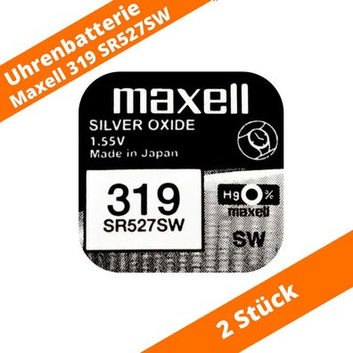 2 x Maxell 319 SR527SW SR64 Batterie Knopfzelle Watch Uhr 1,55V Silberoxid