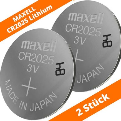 2 x Maxell CR 2025 Lithium Batterien 3V Knopfzellen LED Kerze Autoschlüssel