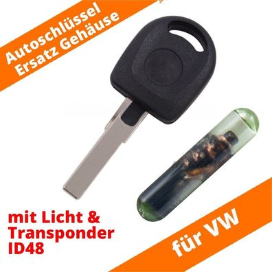 Ersatz Steck Schlüssel Rohling HAA mit Licht und Transponder ID48 für VW Passat