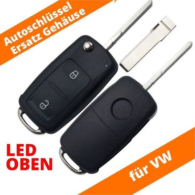 Auto Klapp Schlüssel 2 Tasten Gehäuse LED Oben VW Bora Golf V Jetta Passat T5