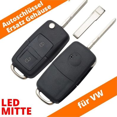Klappschlüssel Schlüssel 2 Tasten LED Mitte für VW Bora Golf IV T5 bis 10/2009