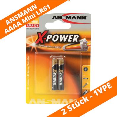 1 x Ansmann LR61 X-Power Alkaline Piccolo AAAA Blister 1,5 V - 2 Batterien