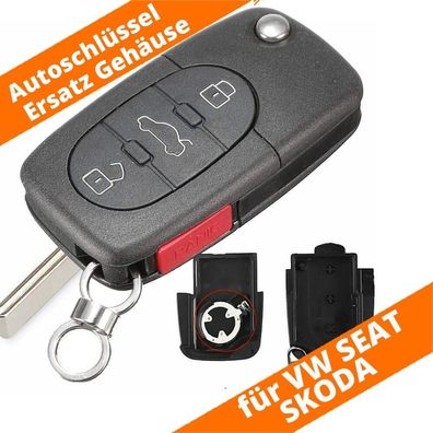 Schlüssel Gehäuse 3Tasten rund für VW SEAT SKODA bis BJ 2002 mit Paniktaste