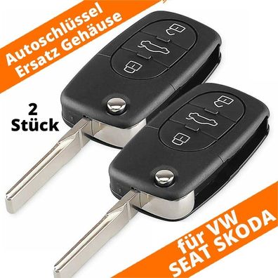 2 x Klapp Schlüssel Gehäuse 3Tasten rund für Audi VW SEAT SKODA bis 2002 Golf