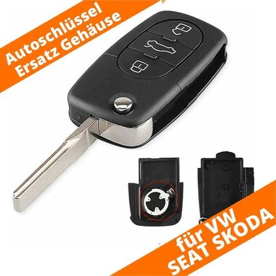 1 x Klapp Schlüssel Gehäuse 3Tasten rund für Audi VW SEAT SKODA bis BJ 2002