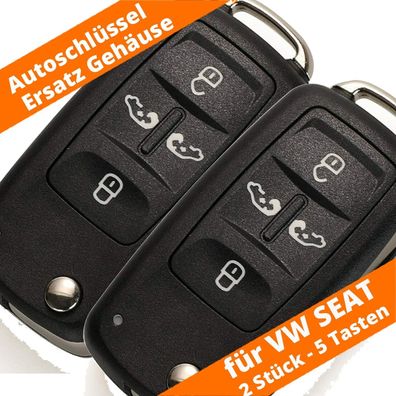 2 x 5 Tasten Auto Schlüssel Gehäuse für VW T5 T6 Multivan Sharan Seat Alhambra