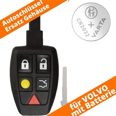 Funk Fernbedienung Schlüssel Gehäuse Volvo S40 V50 C30 C70 Rohling mit Batterie