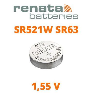 6 x Renata 379 Uhren Batterie SR521SW AG0 V379 SR63 LR521 Silberoxid SR63SW