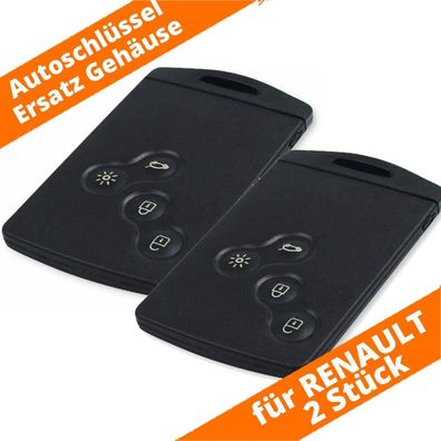 2 x Auto Funk Schlüssel Karte Gehäuse 4 Tasten Renault CAPTUR MEGANE LAGUNA CLIO