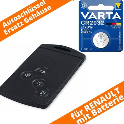 Auto Schlüssel Karte Gehäuse 4 Tasten Renault CAPTUR MEGANE LAGUNA CLIO + CR2032