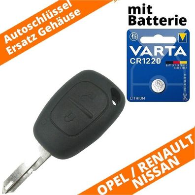 Auto Schlüsselgehäuse 2 Tasten NISSAN OPEL Movano Vivaro Renault KANGOO + CR1220