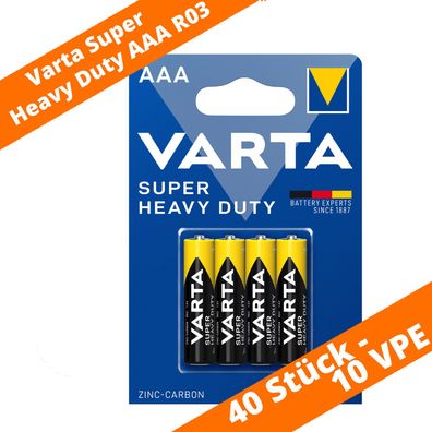 40 x Varta AAA R03 Batterien 2003 Super Heavy Duty Superlife Micro Zink Kohle