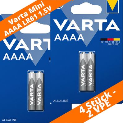 4 x Varta Mini AAAA LR61 MN2500 LR8D425 1,5V 4061 Alkaline Batterie 2 x 2er