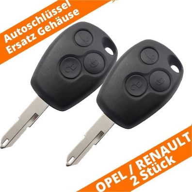 2 x Auto Schlüssel Ersatz Tasten Gehäuse Renault Master Opel Vivaro mit Rohling