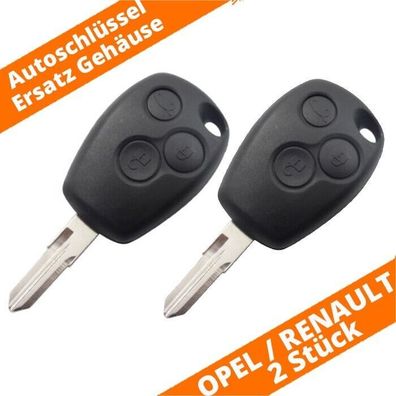 2 x Autoschlüssel 3 Tasten Gehäuse passend für Renault OPEL DACIA VA102 Rohling