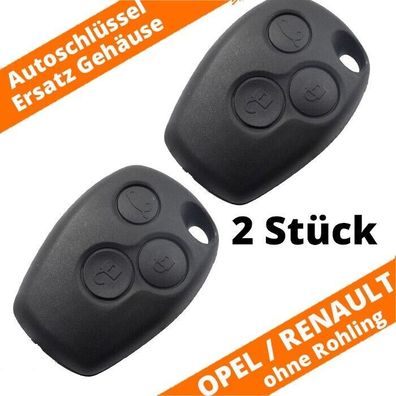 2 x Auto Schlüssel Ersatz Gehäuse 3 Tasten für RENAUL OPEL DACIA - ohne Rohling
