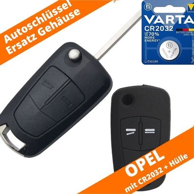 Klapp Schlüssel Gehäuse 2 Tasten Opel Astra Corsa Tigra Zafira + CR2032 + Hülle