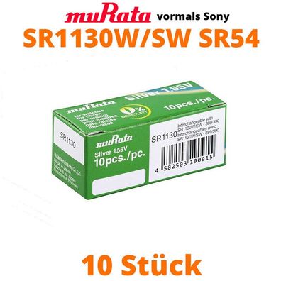 10 x Murata Sony 390 389 Uhrenbatterien 1,55 V SR1130SW W SR54 AG10 eh. Sony