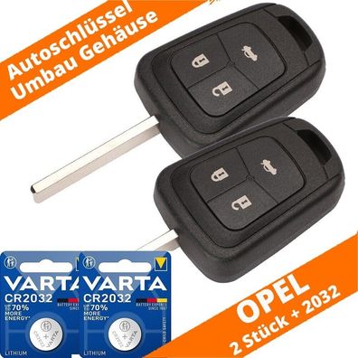 2 x 3 Tasten Auto Schlüssel Gehäuse Opel Astra J Corsa Meriva Zafira + Batterien