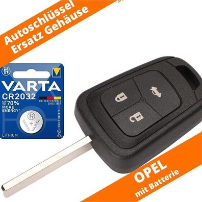 1 x 3 Tasten Auto Schlüssel Gehäuse Opel Astra J Corsa Meriva Zafira + Batterien