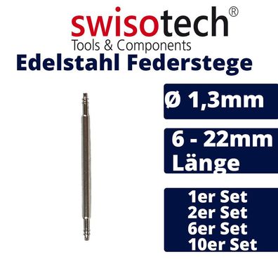 Federstege Edelstahl Federstifte Uhrenstifte Uhrenarmband - 1,3 x 8 - 22mm Uhr
