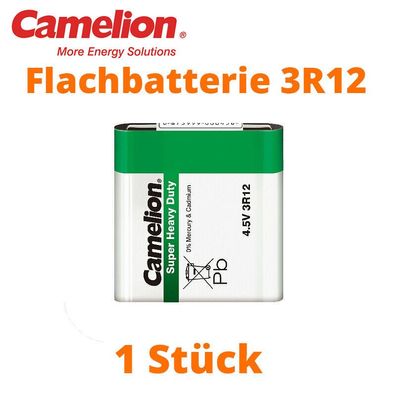 1 x Camelion 3R12 Zink Kohle 4,5V Flachbatterie MN1203 Folie lose Super Heavy