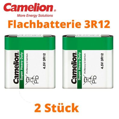 2 x Camelion 3R12 Zink Kohle 4,5V Flachbatterie MN1203 Folie lose Super Heavy